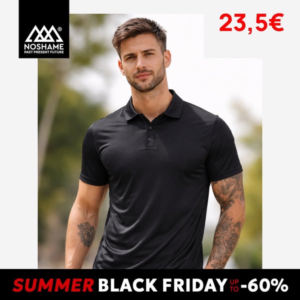 Μπλούζα Polo Noshame® Μαύρη Dry Fit - 112622
