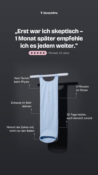 Dehnt vom Fuß bis in den Rücken
