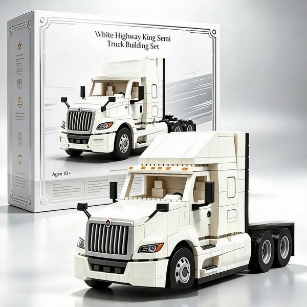 White Highway King Semi Truck Building Set