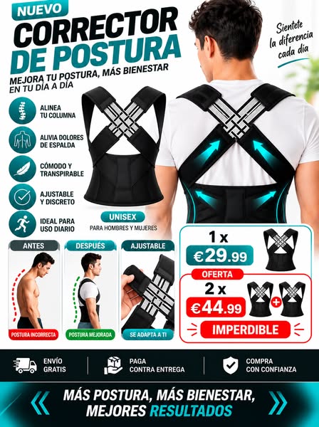 Corrector de Postura Ajustable | Soporte para Espalda y Hombros