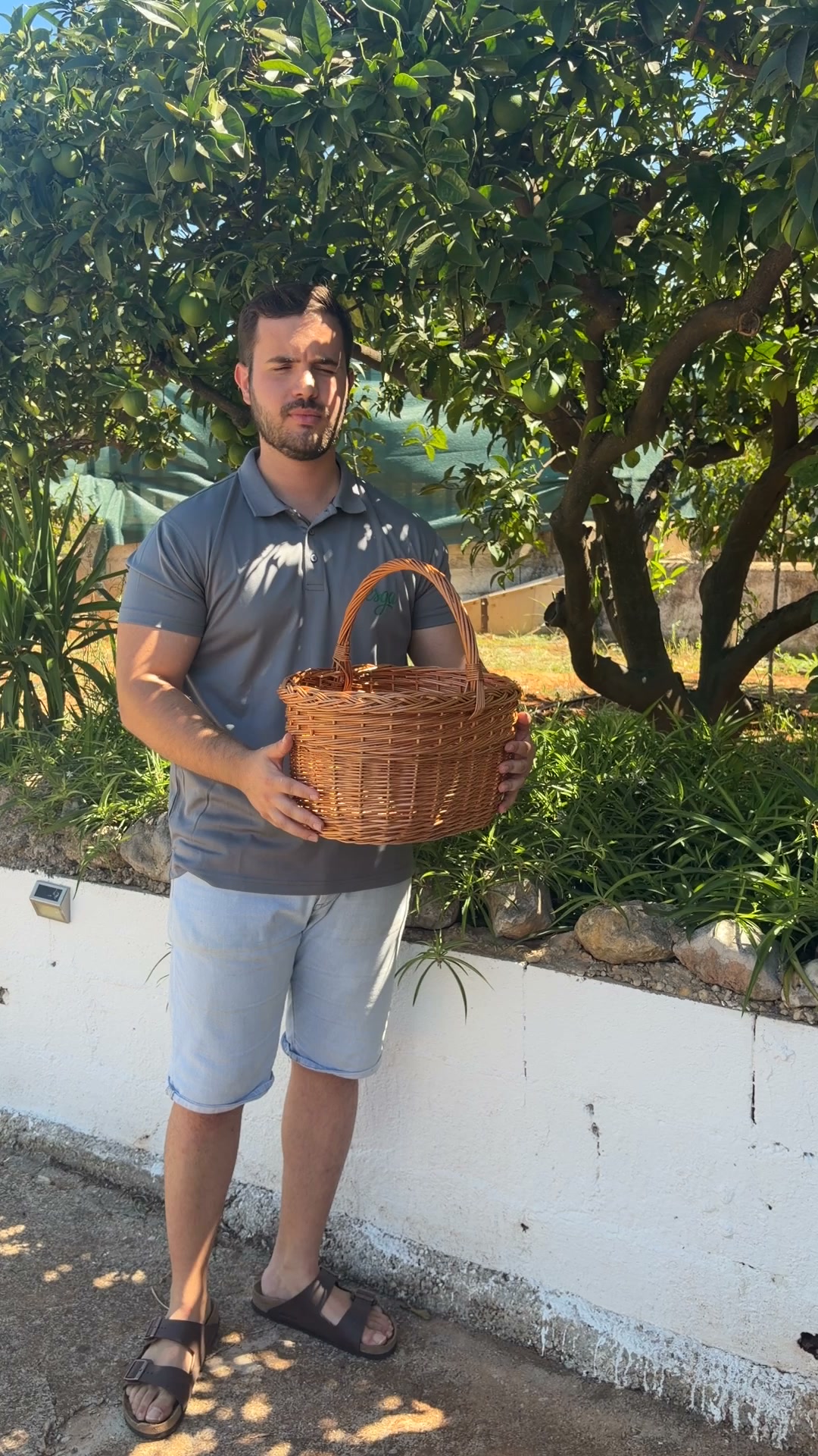 Cesta de mimbre hecha a mano