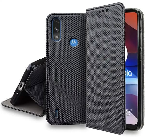 Etui Zamykane do Motorola Moto E7 Power / E7i Power czarne + szkło