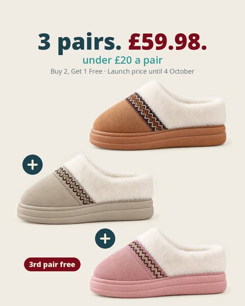 3 pairs for £59.98 — until 4 Oct