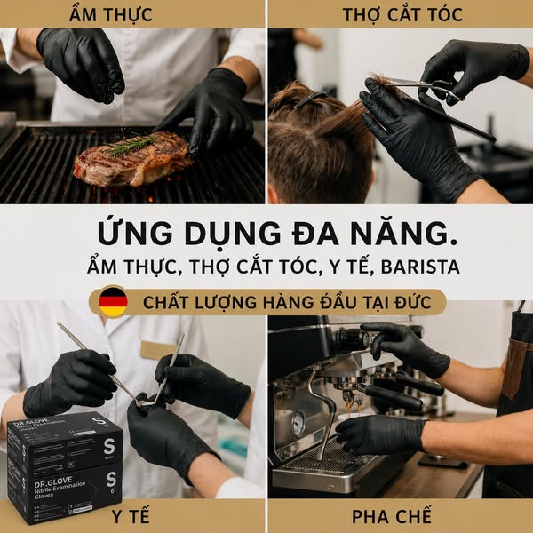 Găng tay nitrile dùng một lần, không bột