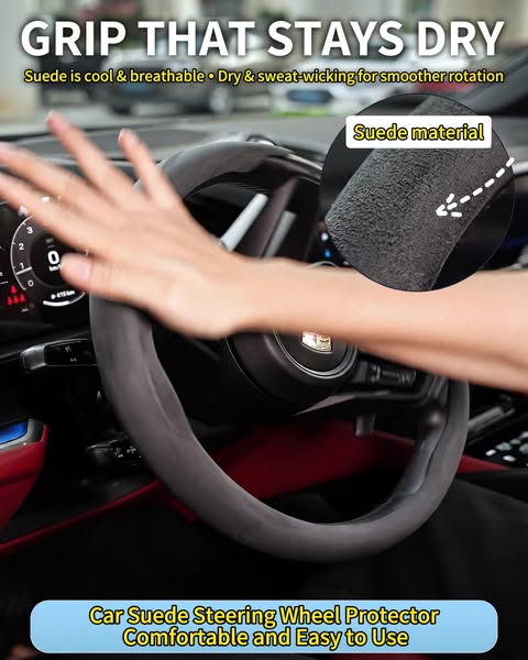 Dopamine-colored suede steering wheel cover