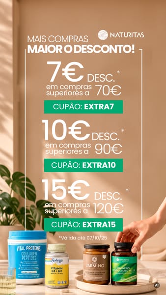 7€ DESC.* em compras superiores a 70€ | Cupão: EXTRA7
