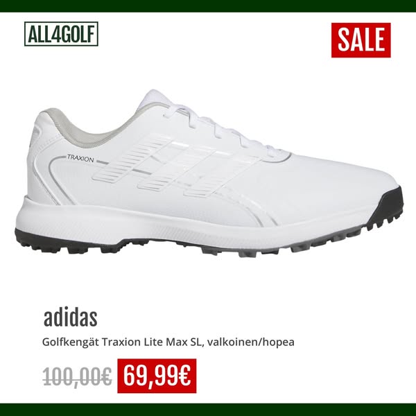 adidas Golfkengät Traxion Lite Max SL, valkoinen/hopea€69.99