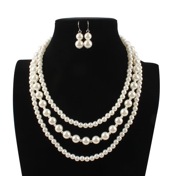 Fashion White Pearl Beading Necklace for Women, Elegant Jewelry Perfect for Wedding Occasions$2.04