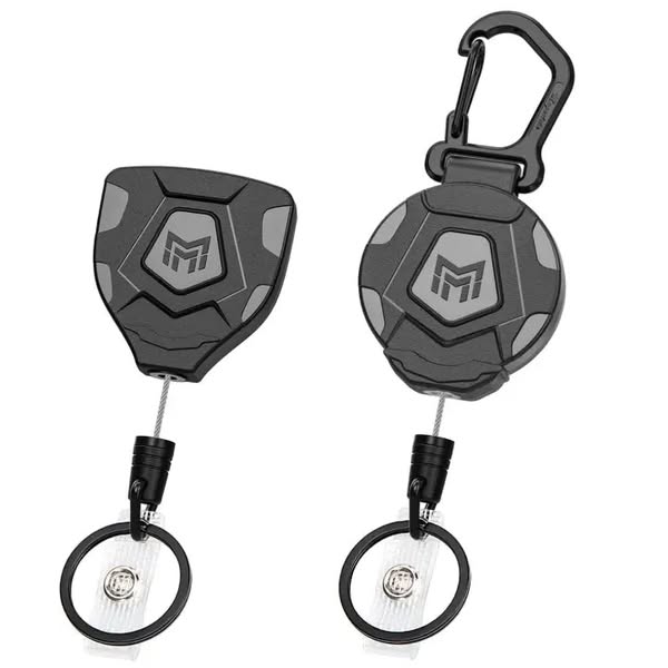 SteelReel™ Heavy-Duty Retractable Keychain – Steel Cord Badge Reel wit