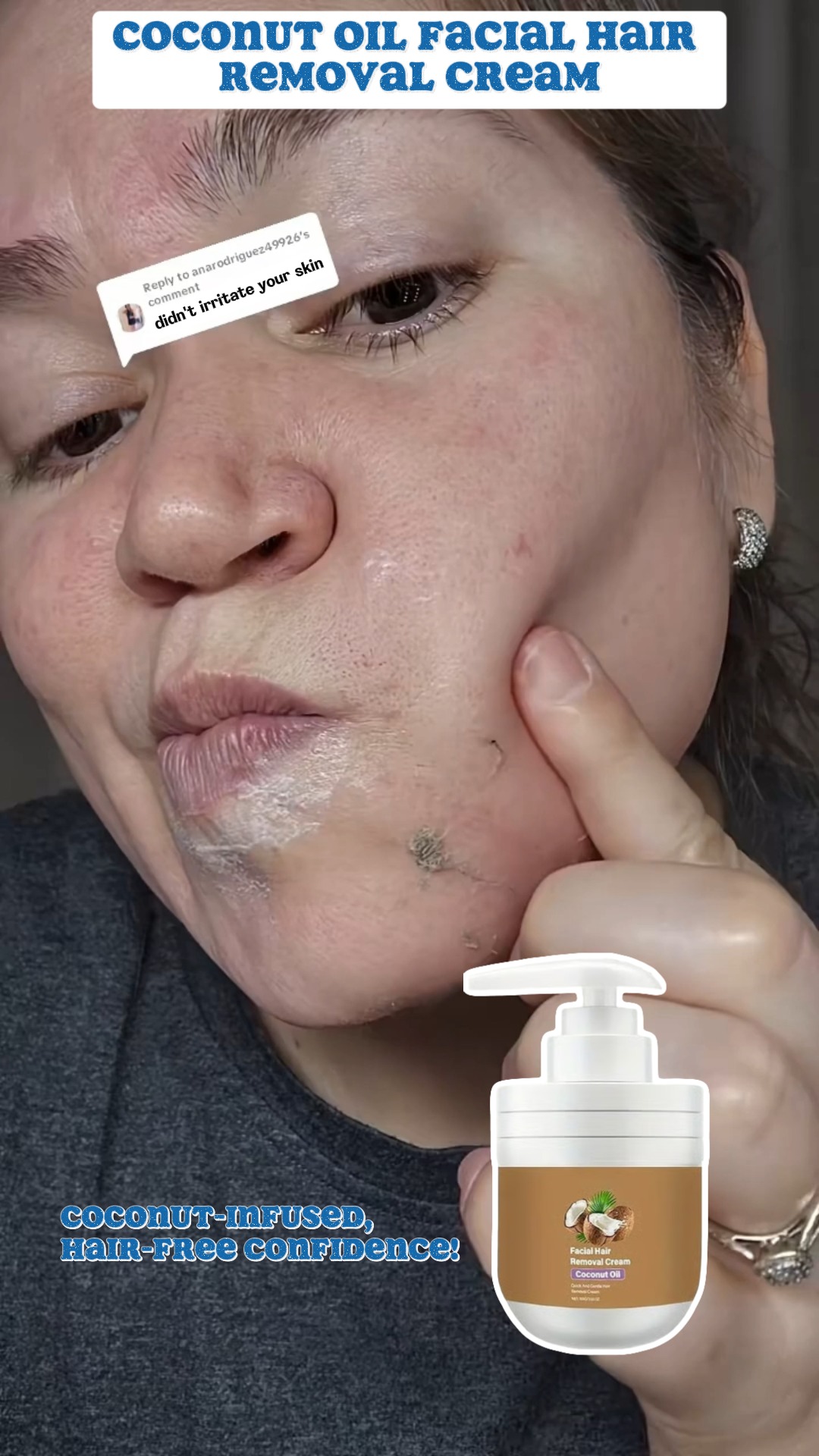 Coconut Oil Facial & Body Hair Removal Cream – Gentle & Moisturizing