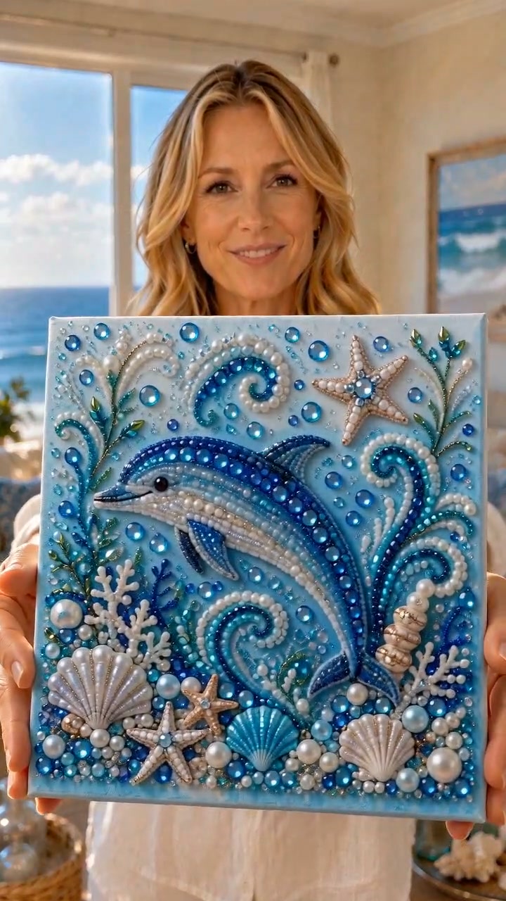 Ocean Theme Pearl Art DIY Kit – Relaxing DIY Craft to Create Stunning Coastal Artwork