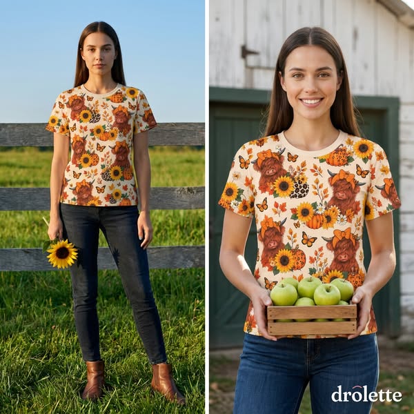Highland Cow Sunflower Tee