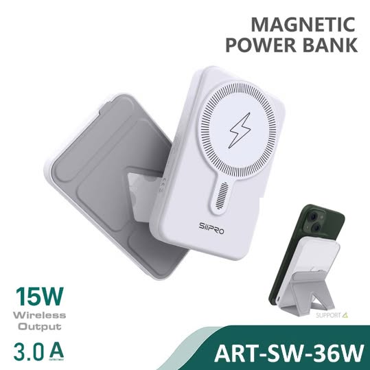 Siipro Magnetic MagSafe PowerBank 5000mAh with Folding Stand White 15W (SW-36W)