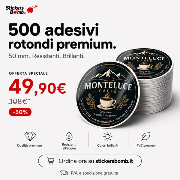 500 adesivi personalizzati a -50%