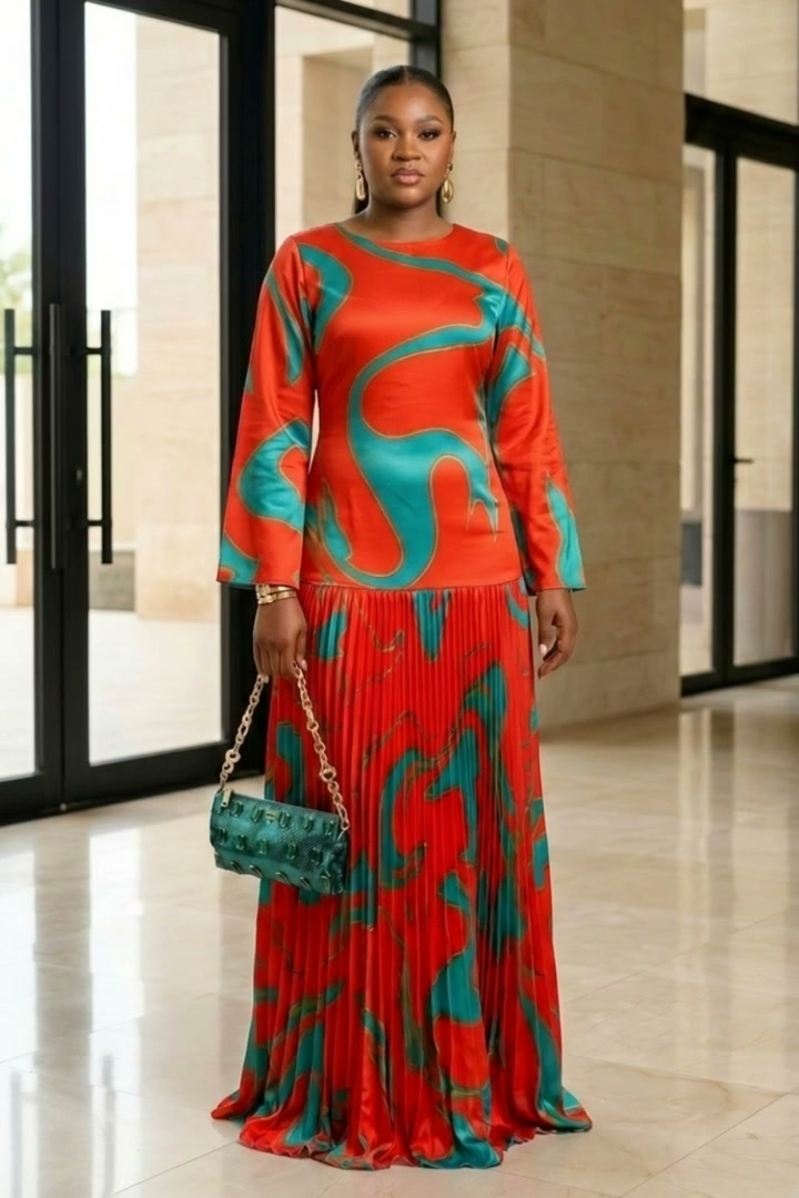 Satin Pleated Maxi Dress