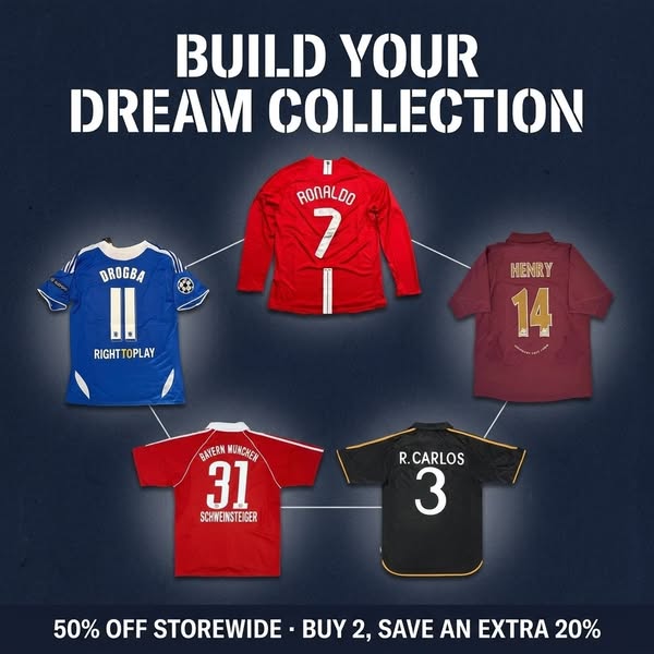 World Cup Season · 50% Off Retro Kits