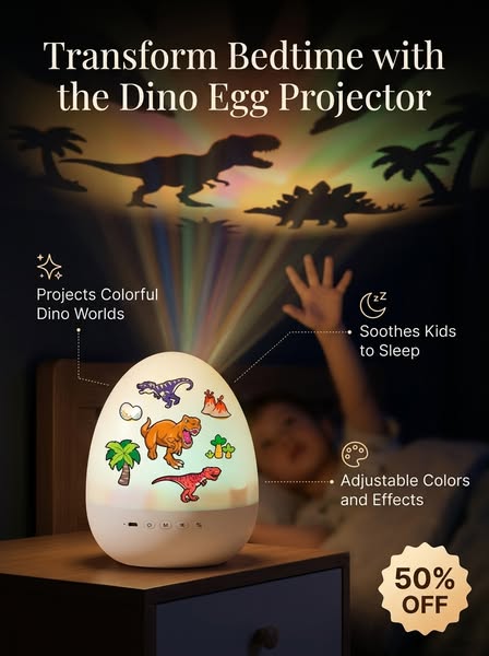 Magic Dino Egg Projector Night Light