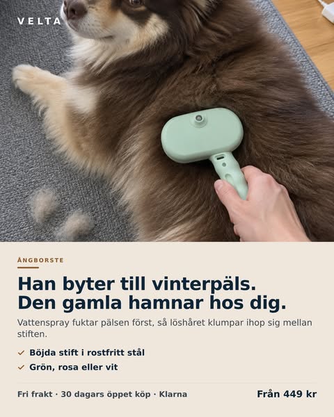 Håret stannar i borsten