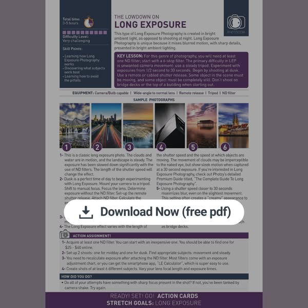 Free Long Exposure Photography Project Sheet
