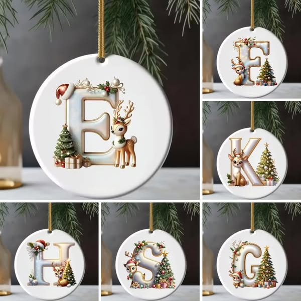 Personalized Christmas Reindeer Letter Ornament