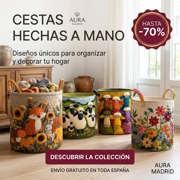 Hechas a mano, acolchado y con asas
