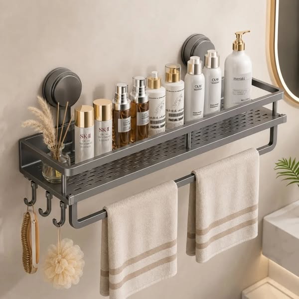 LuxeHold™ Aluminium Bathroom Organiser