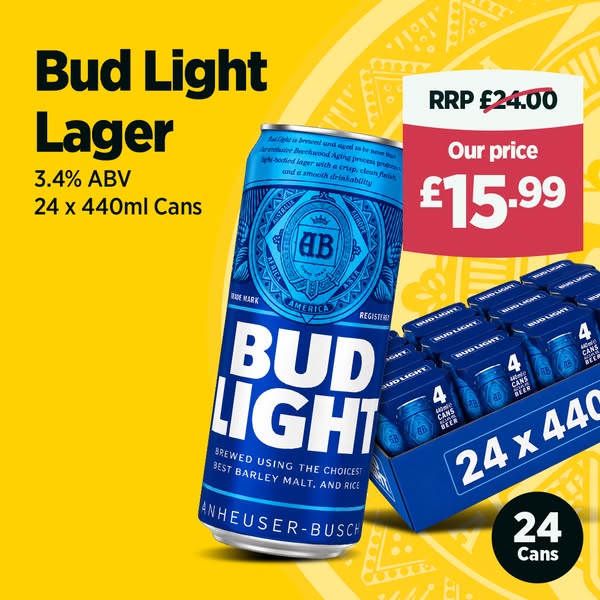 Back to Uni: Bud Light – £15.99