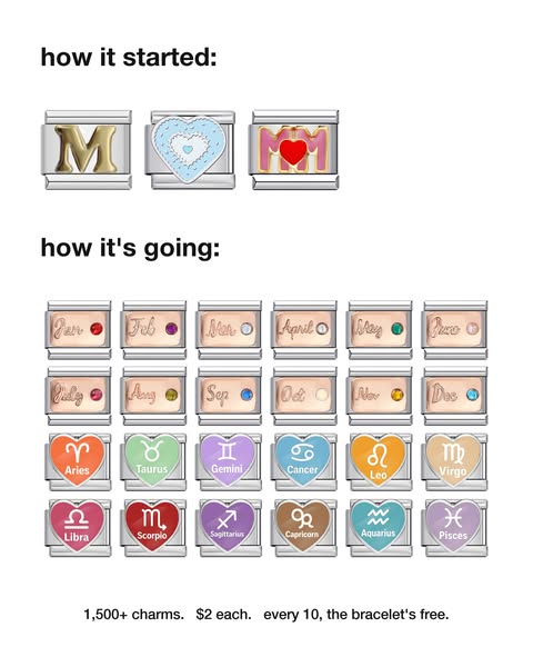 Buy 10 Charms. Bracelet = FREE