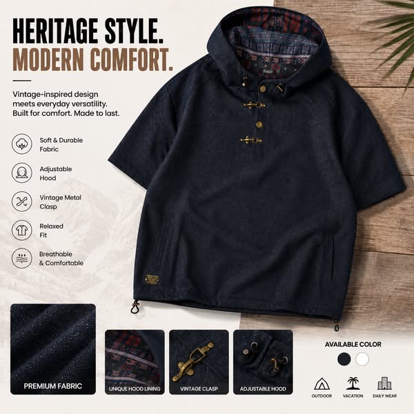 Urban Vibes, Timeless Style – Denim Hooded Shirt