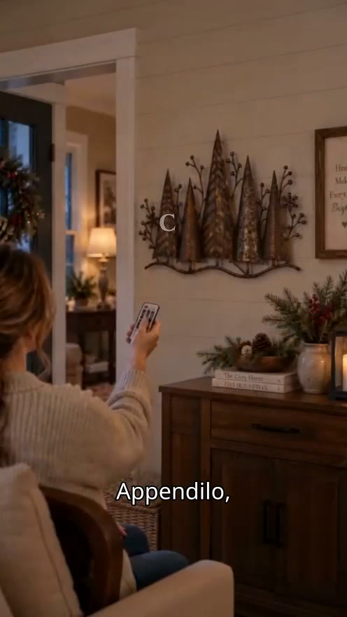 Decorazione da parete vintage in metallo con motivo boschivo illuminata