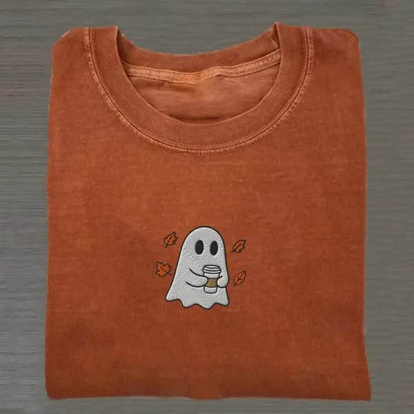 Embroidered Ghost Coffee Lover T-shirt