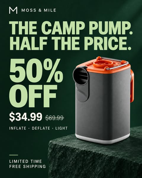 Camp Pump: $34.99. Save 50%.