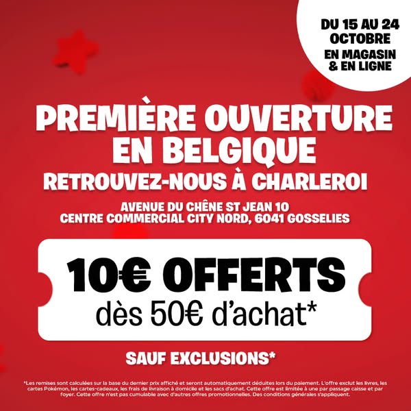10€ offerts dès 50€ d'achats !