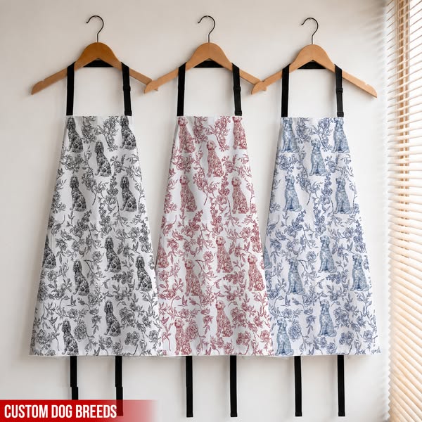 Dog Lover Toile De Jouy Foral French Style - Personalized Apron