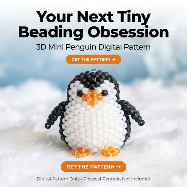 3D Beaded Penguin Keychain Pattern