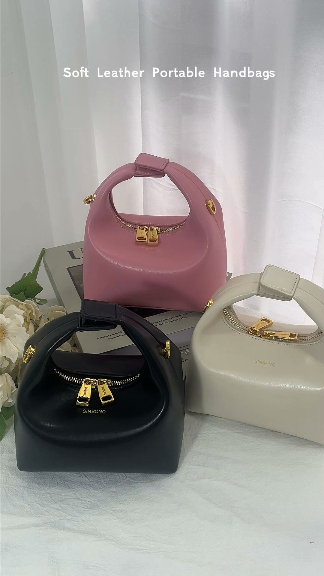 Minimalist Plain Leather Shoulder Bag