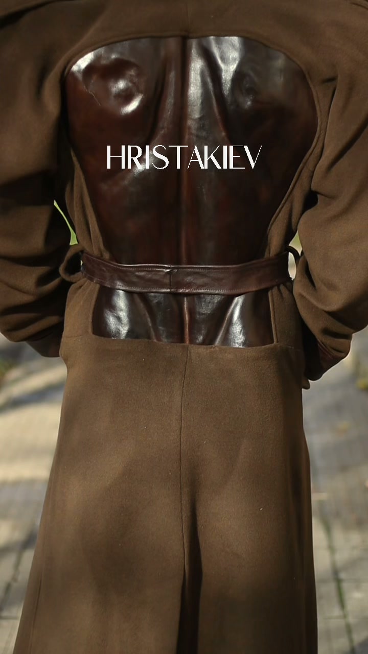 Military Wool Coat with Moulded Back Muscles