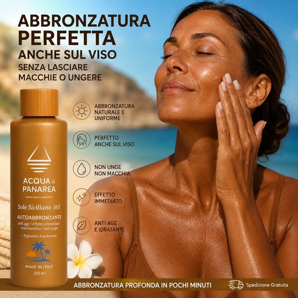 Pelle abbronzata tutto l'anno senza macchie e senza unto