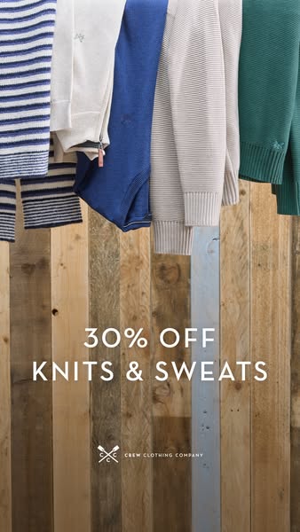 30% Off Knits & Sweats