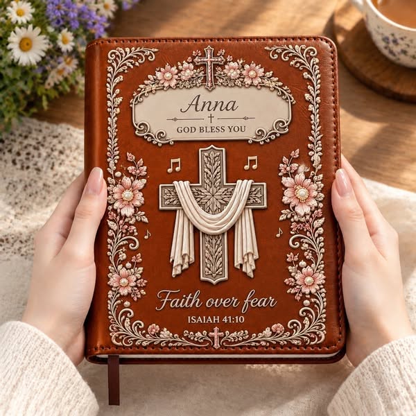 Personalized Faith Over Fear Journal – Custom Name Scripture Notebook - Faith Over Fear