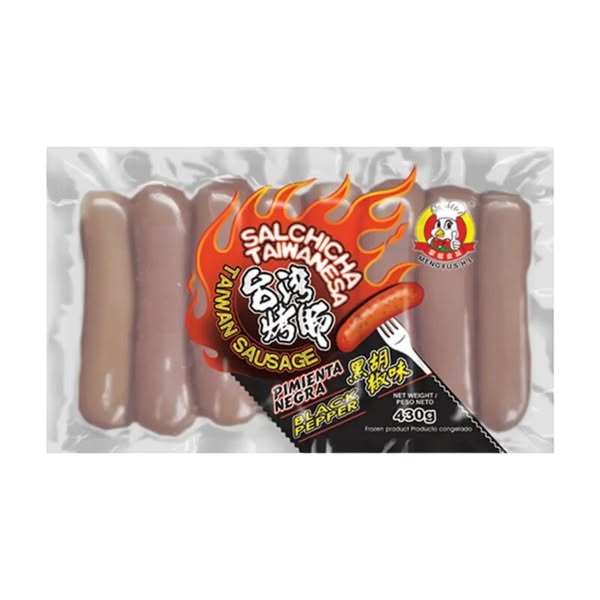 €8.99|Meng Fu Frozen Pork Sausages With Black Pepper, A Tasty Taiwanese Frozen Food 430g Pack for Easy Meals