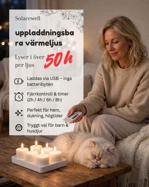 Uppladdningsbara LED-ljus – Säkra, vackra & 50% rabatt