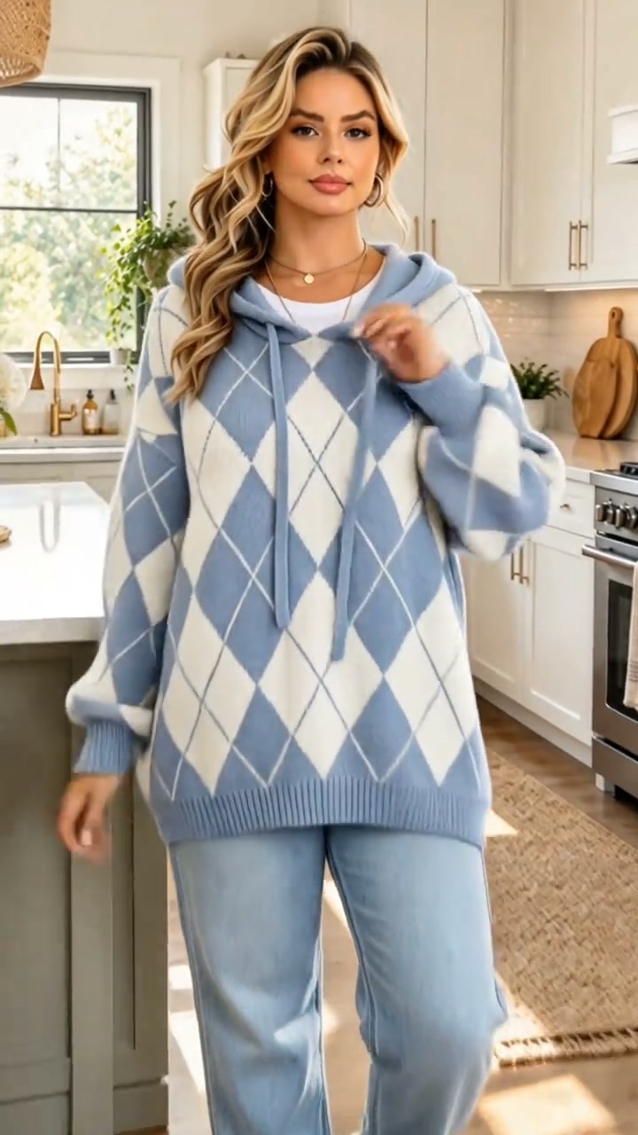 Gratis verzendingCasuele dames hoodie met ruitpatroon