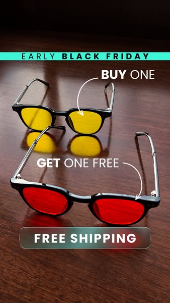 Early Black Friday is here at Warblue. Buy one pair of glasses and get one free, plus free shipping on your order. Choose from clear, yellow
