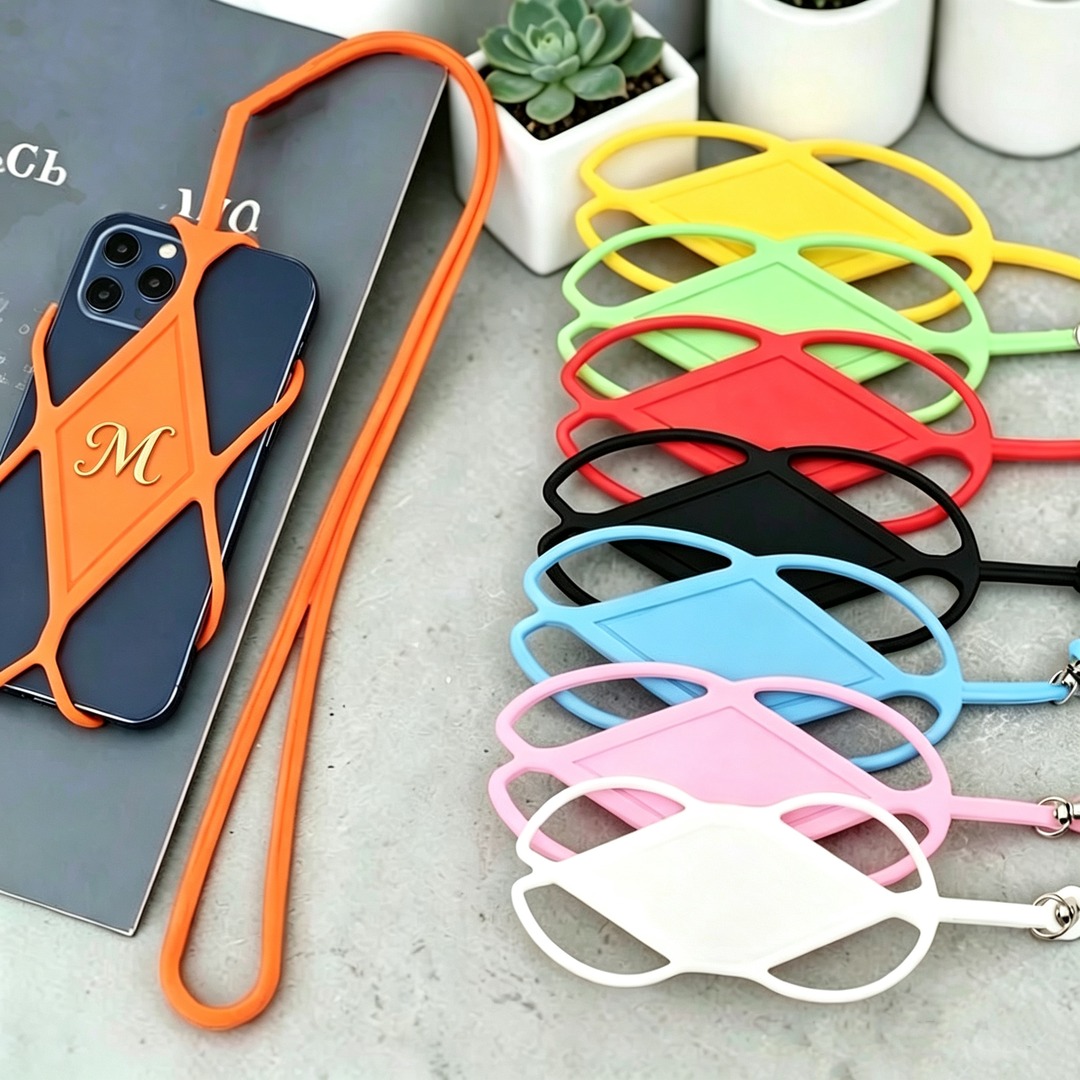 Universal Silicone Phone Lanyard Strap, Adjustable Neck Cord, Crossbody Holder