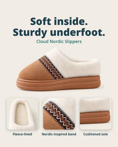 Fleece-lined. Cushioned. Nordic detail.