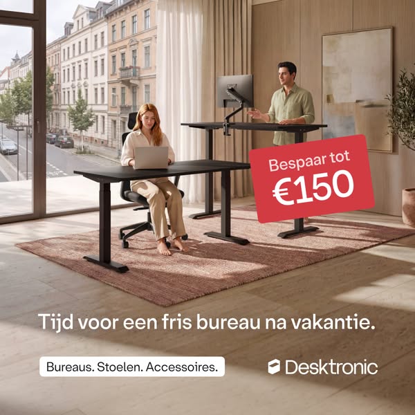 Met jouw nieuwe bureau in de aanbieding.