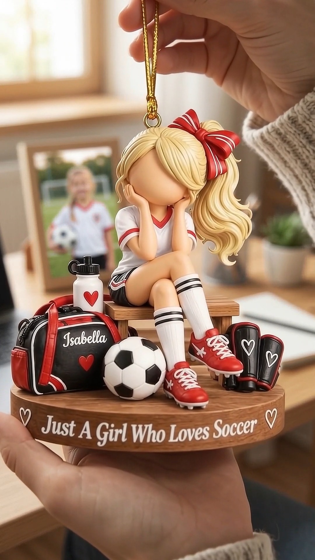 Personalized Soccer Girl Ornament