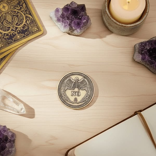 Angel & Skull Oracle Coin | Yes Or No Flip Coin | Mystical Gift