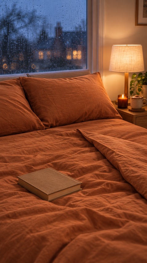 Terracotta cotton bedding